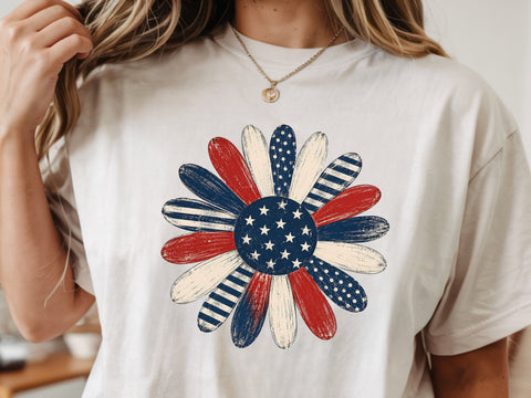 America Flag 4th July Png, Retro Patriotic Flower Png SVG DesignDestine 