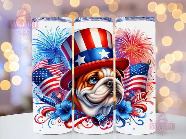 America Flag Bulldog 20oz Tumbler Wrap Sublimation Design, Straight Tapered Tumbler Wrap, 4th of July Tumbler Png, Instant Digital Download Sublimation SvggirlplusArt 