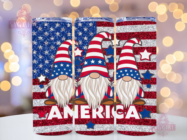 America Flag Patriotic Gnome 20oz Tumbler Wrap Sublimation Design, Straight Tapered Tumbler Wrap, 4th of July Tumbler Png, Instant Digital Download Sublimation SvggirlplusArt 
