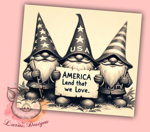 America Independence Day 20oz Tumbler Png, Straight & Tapered Tumbler Png, Gnome 4th of July Tumbler Png, Digital Download PNG Sublimation Lara' s Designs 