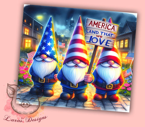 America Independence Day 20oz Tumbler Png, Straight & Tapered Tumbler Png, Gnome 4th of July Tumbler Png, Digital Download PNG Sublimation Lara' s Designs 