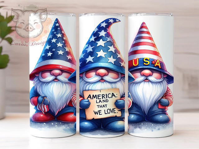 America Independence Day 20oz Tumbler Png, Straight & Tapered Tumbler Png, Gnome 4th of July Tumbler Png, Digital Download PNG Sublimation Lara' s Designs 