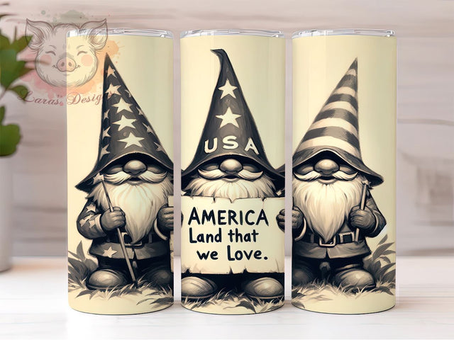 America Independence Day 20oz Tumbler Png, Straight & Tapered Tumbler Png, Gnome 4th of July Tumbler Png, Digital Download PNG Sublimation Lara' s Designs 