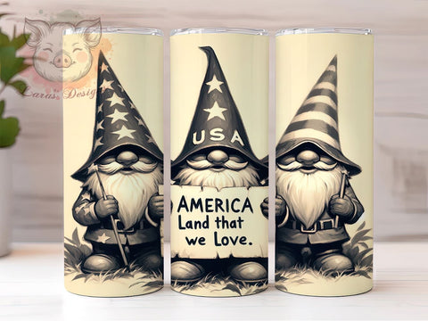 America Independence Day 20oz Tumbler Png, Straight & Tapered Tumbler Png, Gnome 4th of July Tumbler Png, Digital Download PNG Sublimation Lara' s Designs 