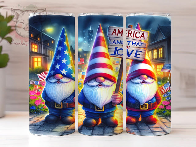 America Independence Day 20oz Tumbler Png, Straight & Tapered Tumbler Png, Gnome 4th of July Tumbler Png, Digital Download PNG Sublimation Lara' s Designs 