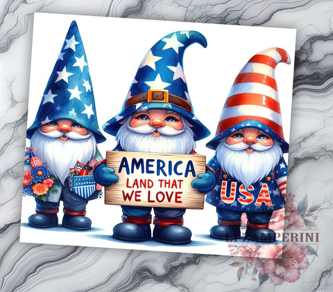 America Land That We Love 20oz Tumbler Wrap PNG, Patriotic Gnome Tumbler Png, Straight & Tapered Tumbler Wrap, Instant Digital Download Sublimation Li Zamperini 