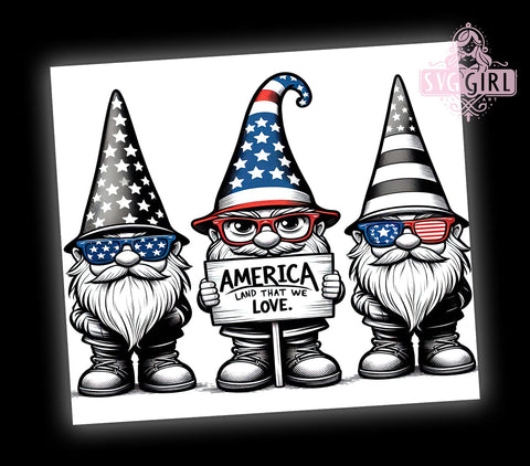 America Land That We Love Independence Day 20oz Tumbler Wrap Sublimation Design, Straight Tapered Tumbler Wrap, Gnome 4th of July Tumbler Png, Instant Digital Download Sublimation SvggirlplusArt 