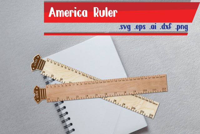 America Ruler Laser Cut - USA Ruler SVG zafrans studio 