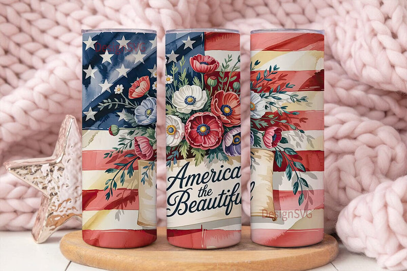 America the Beautiful 20oz Tumbler Wrap Sublimation DesignSVG 