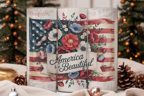 America the Beautiful 20oz Tumbler Wrap Sublimation DesignSVG 