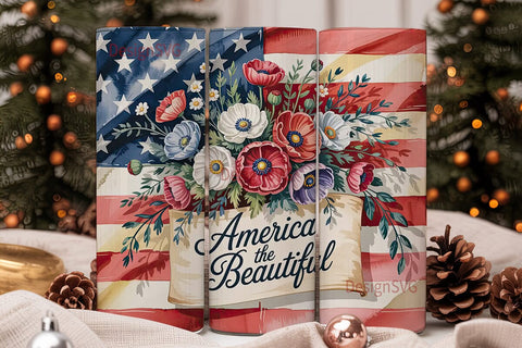 America the Beautiful 20oz Tumbler Wrap Sublimation DesignSVG 
