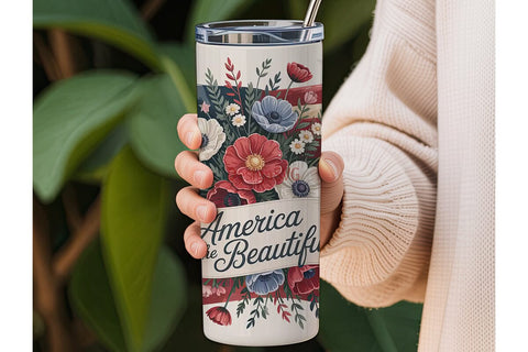 America the Beautiful 20oz Tumbler Wrap Sublimation DesignSVG 