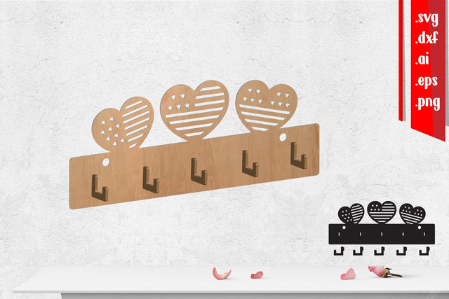 America Wall Hanger, wall clothes hanger, Wooden Key Holder, Coat Rack SVG zafrans studio 