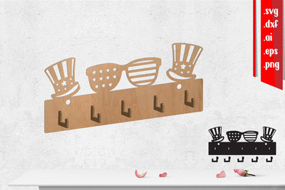 America Wall Hanger, wall clothes hanger, Wooden Key Holder, Coat Rack SVG zafrans studio 