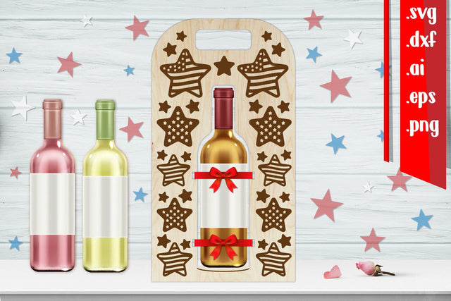 America Wine Bottle Holder | 4th Of July Wine Bottle Carrier SVG zafrans studio 