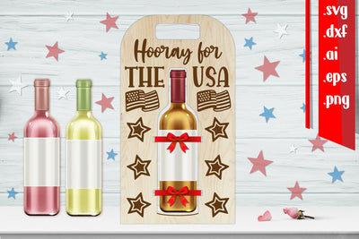 America Wine Bottle Holder | Patriotic Wine Bottle Carrier SVG zafrans studio 