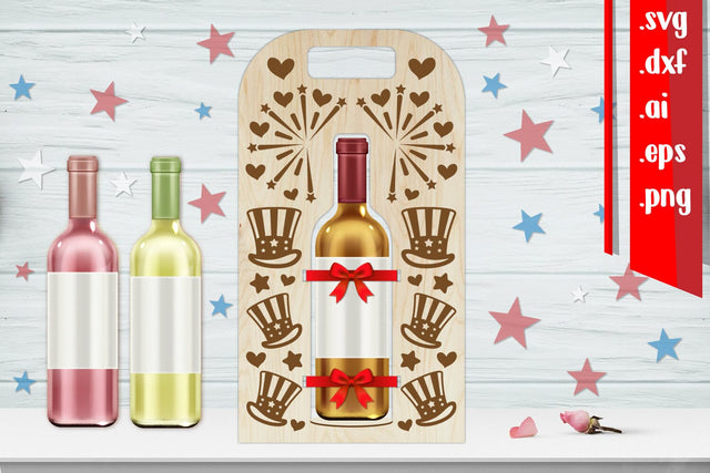 America Wine Bottle Holder | Patriotic Wine Bottle Carrier SVG zafrans studio 