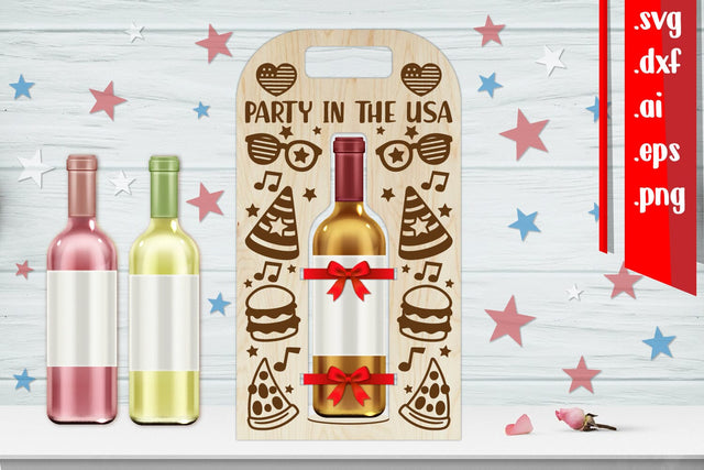 America Wine Bottle Holder | Wine Bottle Carrier SVG zafrans studio 