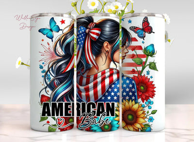 American babe 20 oz skinny tumbler png sublimation design download, American tumbler wrap pn Sublimation WillowSageDesign 