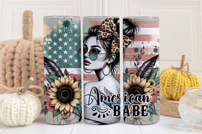 American Babe Tumbler Wrap Png, Patriotic Tumbler Design, Sublimation Tumbler, Design Download Skinny 20oz Tumbler Wrap Sublimation BouDesign 