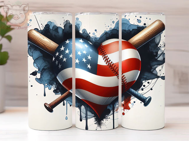 American Baseball 20oz Tumbler Png, Sublimation Design, Baseball Tumbler Png, Digital Download PNG Sublimation Lara' s Designs 