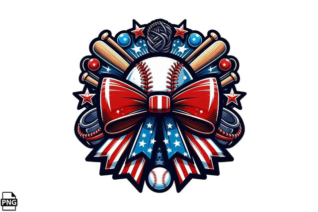 American Baseball USA Flag Coquette PNG Printable File Sublimation Creativedesigntee 