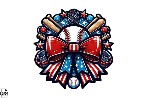 American Baseball USA Flag Coquette PNG Printable File Sublimation Creativedesigntee 