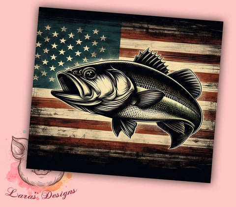 American Bass Fishing 20oz Tumbler Png, Straight & Tapered Tumbler Png, Fishing Tumbler Png, Digital Download PNG Sublimation Lara' s Designs 