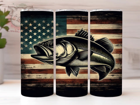 American Bass Fishing 20oz Tumbler Png, Straight & Tapered Tumbler Png, Fishing Tumbler Png, Digital Download PNG Sublimation Lara' s Designs 