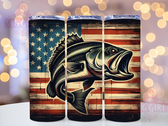 American Bass Fishing 20oz Tumbler Wrap Sublimation Design, Straight Tapered Tumbler Wrap, Fishing Tumbler Png, Instant Digital Download Sublimation SvggirlplusArt 