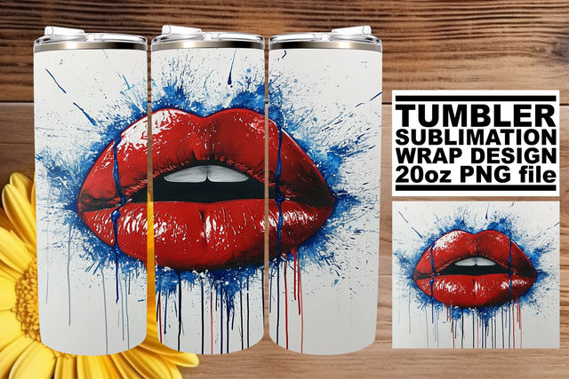 American Beauty: 20oz Patriotic Lip Art Tumbler Sublimation afrosvg 