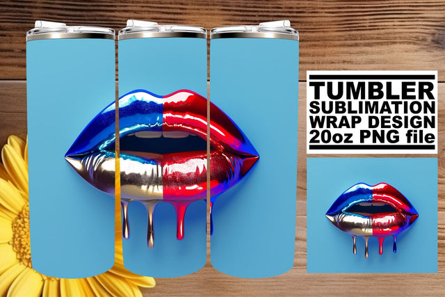 American Beauty: Patriotic Lip Art Tumbler Sublimation afrosvg 