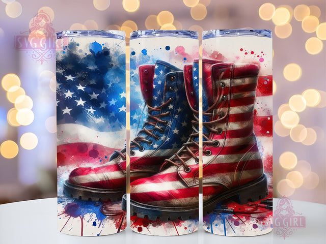 American Boots 20oz Tumbler Wrap Sublimation Design, Straight Tapered Tumbler Wrap, 4th of July Tumbler Png, Instant Digital Download Sublimation SvggirlplusArt 