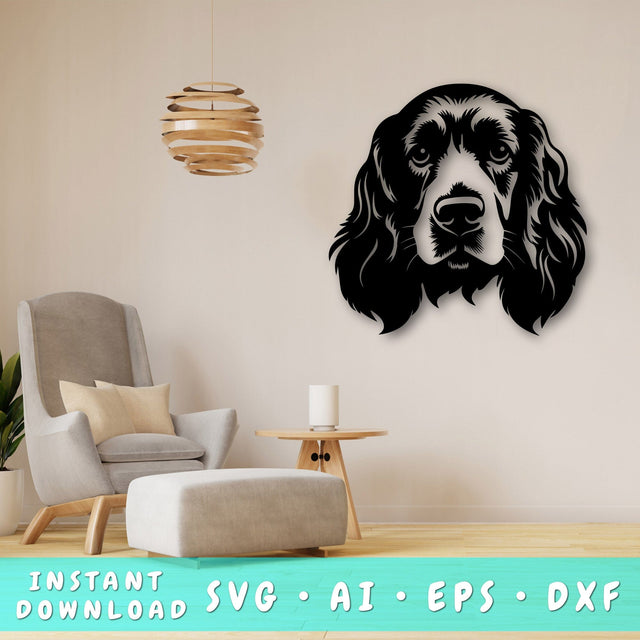 American Cocker Spaniel Laser SVG Cut File, American Cocker Spaniel Glowforge File, American Cocker Spaniel DXF, American Cocker Spaniel Wall Art SVG SVG HappyDesignStudio 