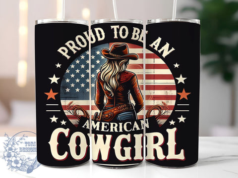 American Cowgirl 20oz Skinny Tumbler, USA Patriotic 4th of July Tumbler Png, Straight & Tapered Tumbler Wrap, Instant Digital Download Sublimation ToriDesigns 