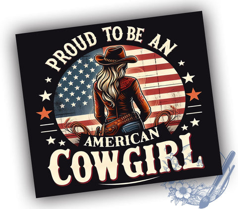 American Cowgirl 20oz Skinny Tumbler, USA Patriotic 4th of July Tumbler Png, Straight & Tapered Tumbler Wrap, Instant Digital Download Sublimation ToriDesigns 