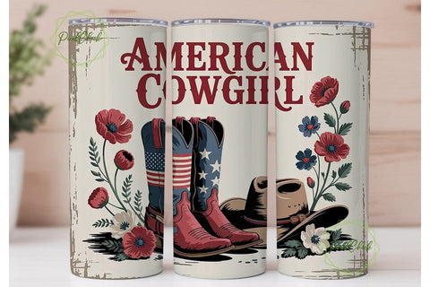 American Cowgirl 20oz Tumbler Wrap Sublimation PixelChick 