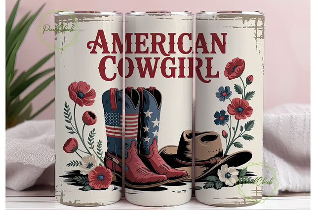 American Cowgirl 20oz Tumbler Wrap Sublimation PixelChick 