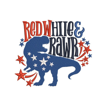 American Dino, Independence Day, 4th of July, Patriotic Embroidery Design, 3 sizes, Instant Download Embroidery/Applique DESIGNS Nino Nadaraia 