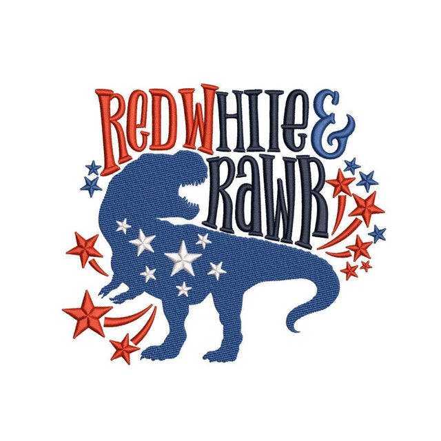 American Dino, Independence Day, 4th of July, Patriotic Embroidery Design, 3 sizes, Instant Download Embroidery/Applique DESIGNS Nino Nadaraia 