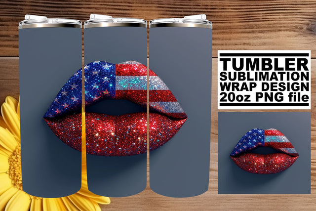 American Dream Kiss: Patriotic Lip Art 20oz Sublimation afrosvg 