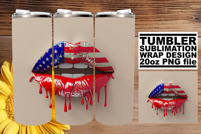 American Dream Lips: 3D Tumbler Sublimation Sublimation afrosvg 