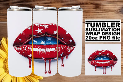 American Dream: Patriotic Lip 20oz Tumbler Wrap Sublimation afrosvg 