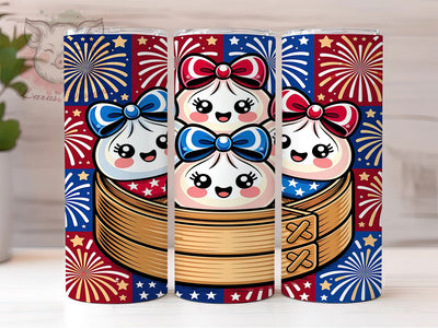 American Dumpling Art 20oz Tumbler, American Dumpling, Food Art, Patriotic Theme, Whimsical Design, Cultural Motif, Skinny Tumbler, Sublimation PNG Sublimation Lara' s Designs 