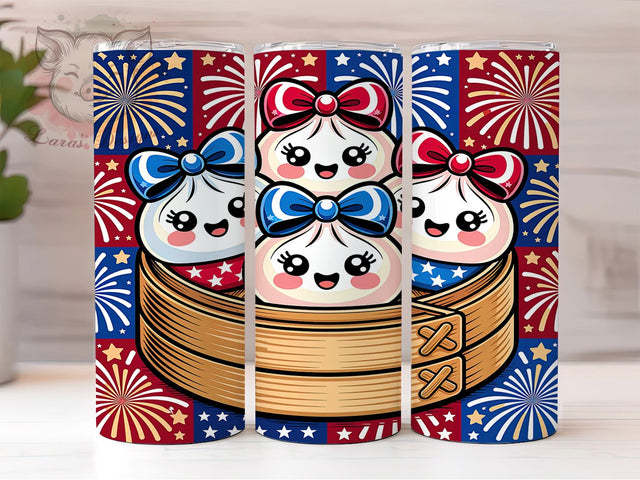 American Dumpling Art 20oz Tumbler, American Dumpling, Food Art, Patriotic Theme, Whimsical Design, Cultural Motif, Skinny Tumbler, Sublimation PNG Sublimation Lara' s Designs 