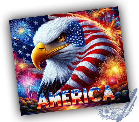 American Eagle 20oz Skinny Tumbler, 4th of July Tumbler Png, Straight & Tapered Tumbler Wrap, Instant Digital Download Sublimation ToriDesigns 