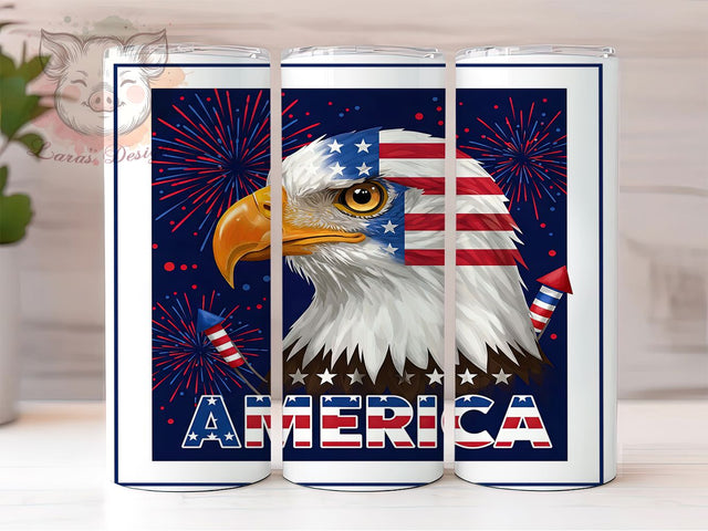American Eagle 4th of July Tumbler Wrap, Patriotic Sublimation Design, 20oz Skinny Tumbler Wrap, Bald Eagle Independence Day Art, USA Flag Eagle Design, Fourth of July Gift Idea Sublimation Lara' s Designs 