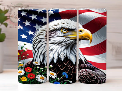 American Eagle Art 20oz Tumbler, American Eagle, Patriotic Symbol, Freedom Theme, Majestic Bird, USA Pride, Skinny Tumbler, Sublimation PNG Sublimation Lara' s Designs 