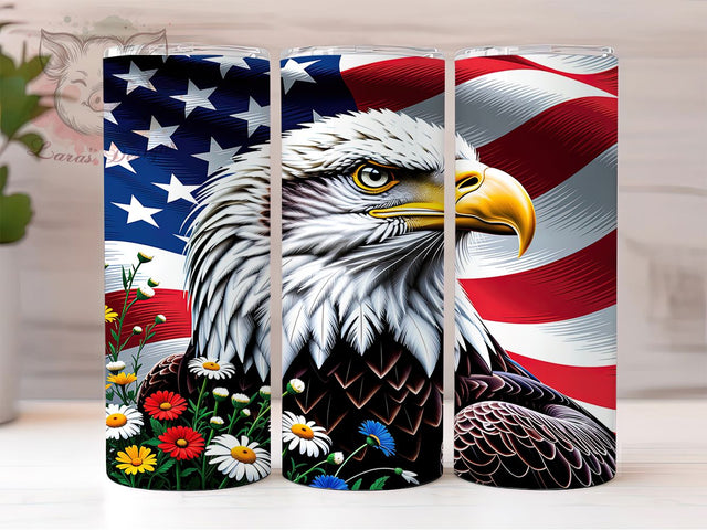 American Eagle Art 20oz Tumbler, American Eagle, Patriotic Symbol, Freedom Theme, Majestic Bird, USA Pride, Skinny Tumbler, Sublimation PNG Sublimation Lara' s Designs 