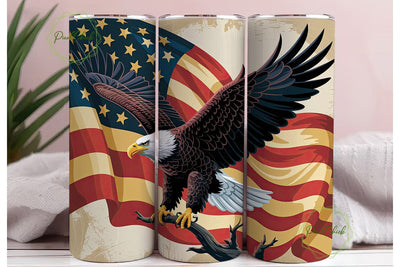 American Eagle Flag 20oz Tumbler Wrap Sublimation PixelChick 